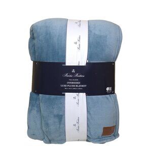 Brooks Brothers Oversized Luxe Plush Blanket Full/Queen 98x92" Blue
